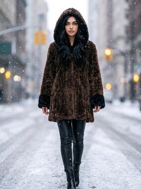 Paula Lishman Beaver Knit Fur. Size Med. With Paula Brooch.